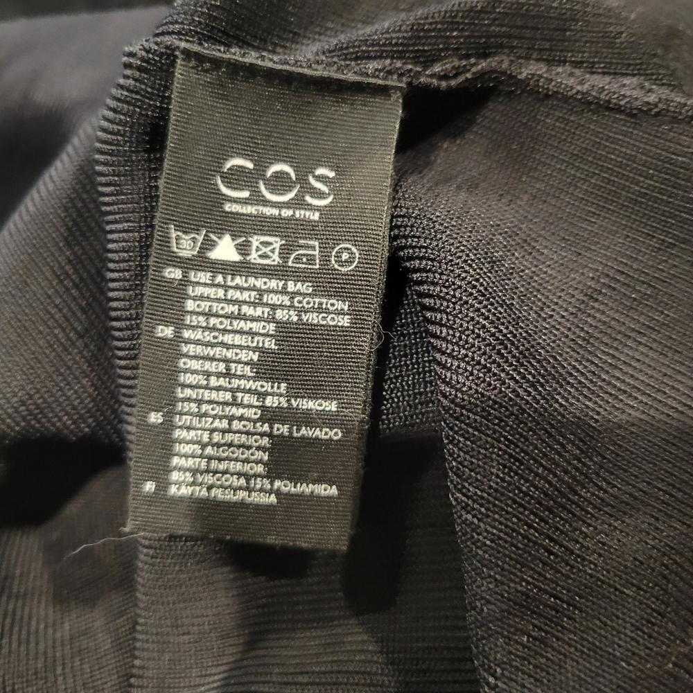 Cos size L mixed Media fabric black short sleeves dress - Picture 7 of 8